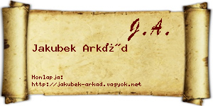 Jakubek Arkád névjegykártya